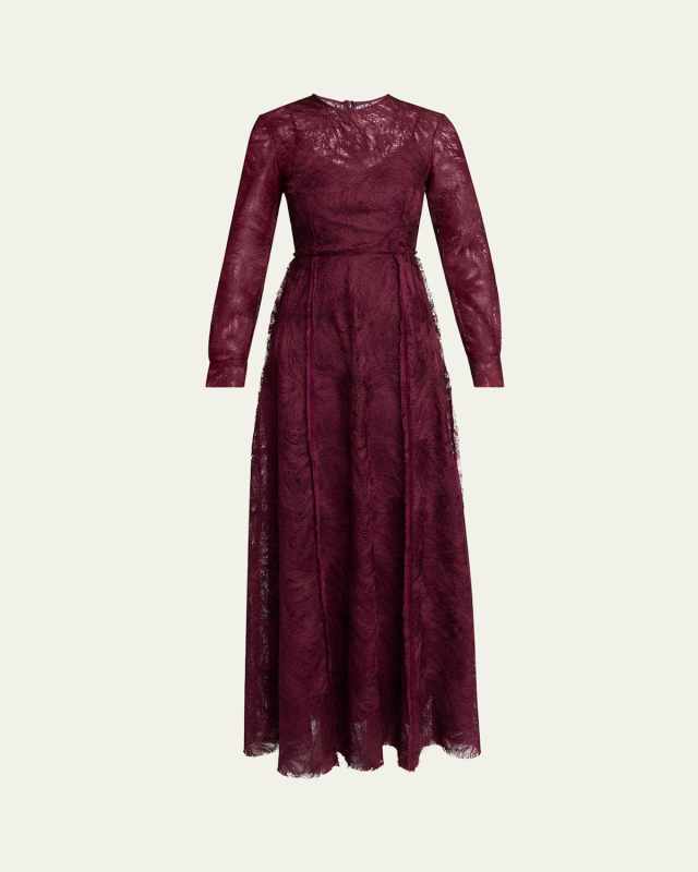 Long-Sleeve Lace Gown
